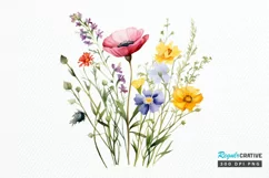 Vintage Wildflowers Watercolor PNG Clipart Product Image 1