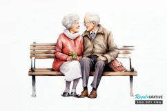 Old Couple On The Bench Sublimation PNG Clipart Product Image 1