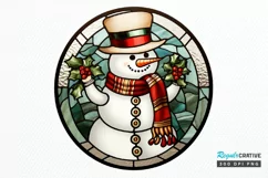 Stained Glass Christmas Snowman PNG Clipart Product Image 1
