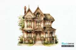 Vintage Houses Sublimation PNG Clipart Product Image 1