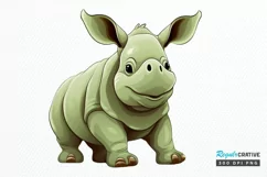 Cute Cartoon Rhino PNG Clipart Product Image 1