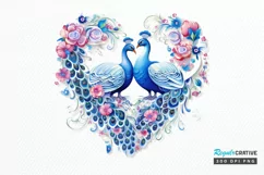 Couple Peacock Heart Sublimation PNG Clipart Product Image 1
