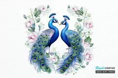 Couple Peacock Heart Sublimation PNG Clipart Product Image 1