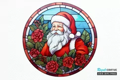 Stained Glass with Christmas Santa Flower PNG Clipart Product Image 1