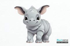 Cute Cartoon Rhino PNG Clipart Product Image 1
