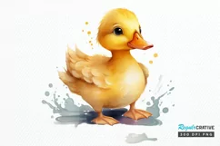 Cute Baby Duck Watercolor PNG Clipart Product Image 1
