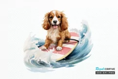 Surfing Cute Dog Watercolor Sublimation PNG Clipart Product Image 1