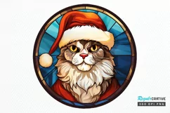Stained Glass Christmas Cat PNG Clipart Product Image 1