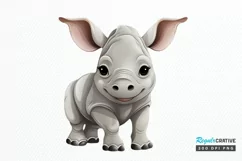 Cute Cartoon Rhino PNG Clipart Product Image 1