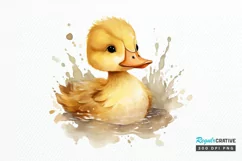 Cute Baby Duck Watercolor PNG Clipart Product Image 1