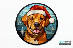 Stained Glass With Christmas Dog And San PNG Clipart Product Image 1