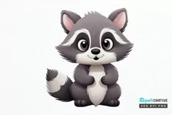 Cute Cartoon Raccoon Sublimation PNG Clipart Product Image 1