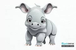 Cute Cartoon Rhino PNG Clipart Product Image 1