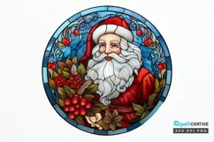 Stained Glass with Christmas Santa Flower PNG Clipart Product Image 1