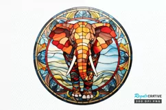 Stained Glass with Christmas Elephant PNG Clipart Product Image 1