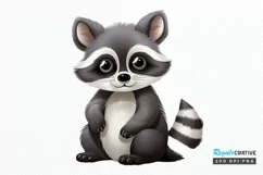 Cute Cartoon Raccoon Sublimation PNG Clipart Product Image 1