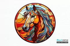 Stained Glass with Christmas Horse PNG Clipart Product Image 1