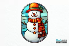 Stained Glass Christmas Snowman PNG Clipart Product Image 1