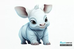 Cute Cartoon Rhino PNG Clipart Product Image 1
