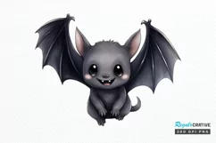 Cute Cartoon Bat Watercolor Sublimation PNG Clipart Product Image 1