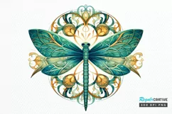 Dragonfly Floral Watercolor PNG Clipart Product Image 1