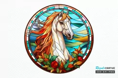 Stained Glass with Christmas Horse PNG Clipart Product Image 1