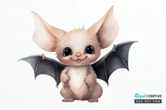 Cute Cartoon Bat Watercolor Sublimation PNG Clipart Product Image 1