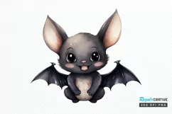 Cute Cartoon Bat Watercolor Sublimation PNG Clipart Product Image 1