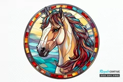 Stained Glass with Christmas Horse PNG Clipart Product Image 1