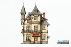 Vintage Houses Sublimation PNG Clipart Product Image 2