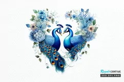 Couple Peacock Heart Sublimation PNG Clipart Product Image 1