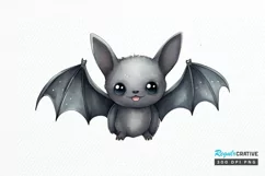 Cute Cartoon Bat Watercolor Sublimation PNG Clipart Product Image 1