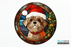 Stained Glass With Christmas Dog And San PNG Clipart Product Image 1