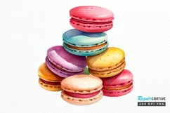 Colorful Macaroons Watercolor PNG Clipart Product Image 1
