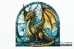 Stained Glass Dragon Sublimation PNG Clipart Product Image 1