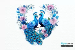 Couple Peacock Heart Sublimation PNG Clipart Product Image 1