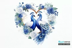 Couple Peacock Heart Sublimation PNG Clipart Product Image 1