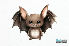 Cute Cartoon Bat Watercolor Sublimation PNG Clipart Product Image 1