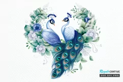 Couple Peacock Heart Sublimation PNG Clipart Product Image 1