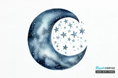 Moon And Stars Watercolor PNG Clipart Product Image 1