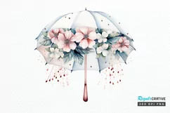 Flower Umbrella Watercolor Sublimation PNG Clipart Product Image 1