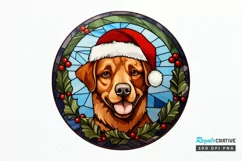 Stained Glass With Christmas Dog And San PNG Clipart Product Image 1