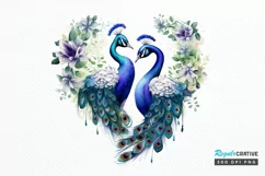Couple Peacock Heart Sublimation PNG Clipart Product Image 1