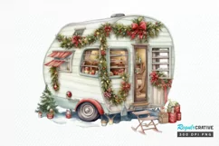 Christmas Whimsical Caravan Sublimation PNG Clipart Product Image 1