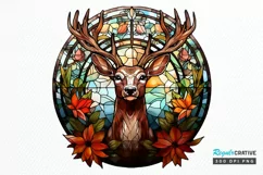 Stained Glass With Christmas Deer Flower PNG Clipart Product Image 1
