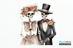 Skeleton Couple Watercolor Sublimation PNG Clipart Product Image 1