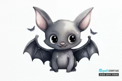 Cute Cartoon Bat Watercolor Sublimation PNG Clipart Product Image 1