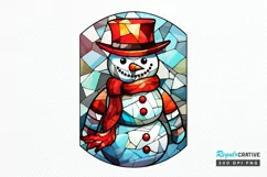 Stained Glass Christmas Snowman PNG Clipart Product Image 1