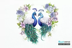 Couple Peacock Heart Sublimation PNG Clipart Product Image 1