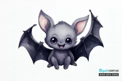 Cute Cartoon Bat Watercolor Sublimation PNG Clipart Product Image 1